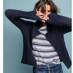 Maeve Cable Knit Cardigan Blazer Navy size xs